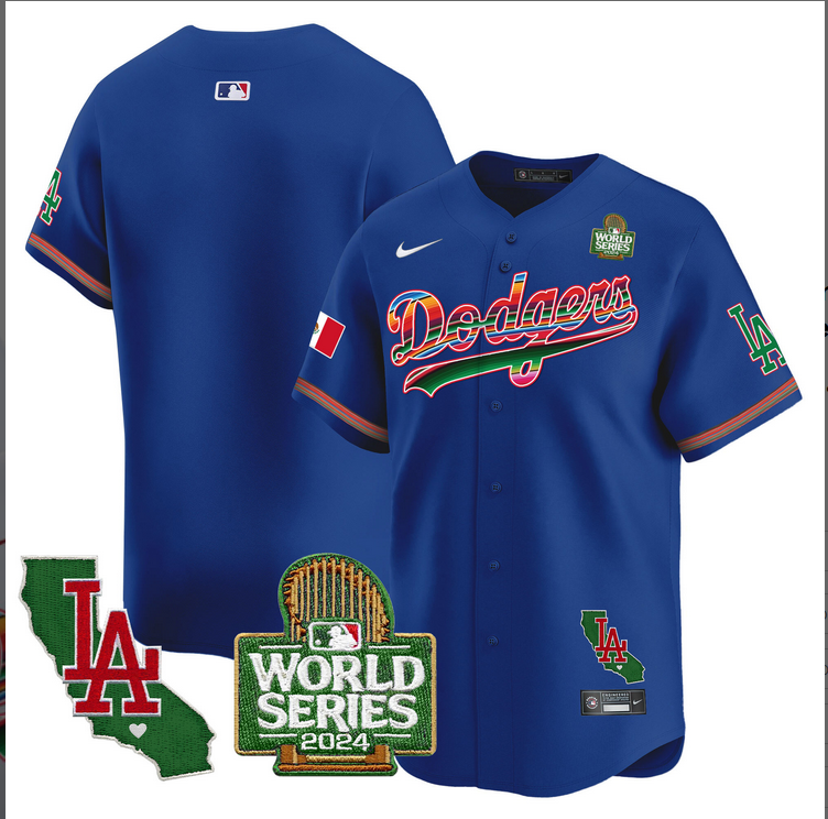 Men MLB Mexico Los Angeles Dodgers blank blue  2024 World Series Champions Patch Jersey 2024110->los angeles dodgers->MLB Jersey